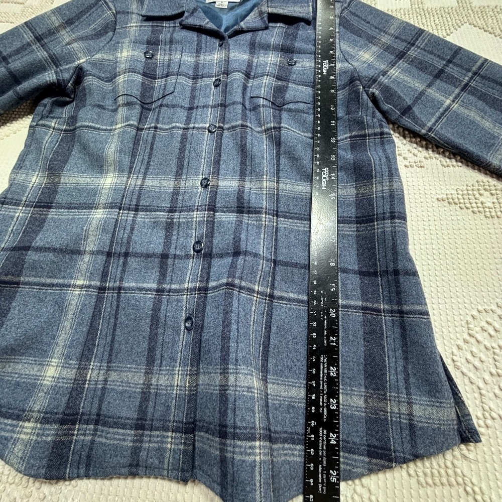 VTG Pendleton Plaid Virgin Wool Button Shirt Outdoor Heritage Style Womens Sz M - Picture 7 of 16